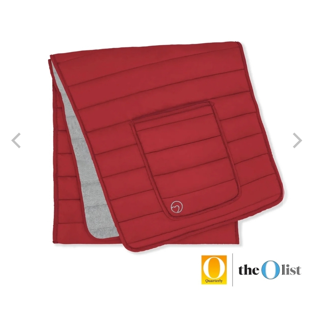 Original Puffer Hug Red grey fleece  Pocketd Winter Ski Scarf Gift Unisex